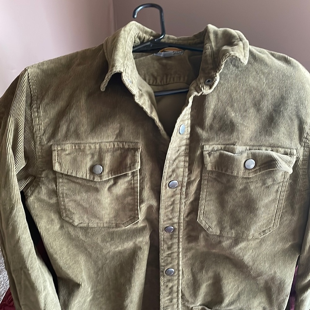 brown courderoy LL Bean Button down. Size medium slim fit